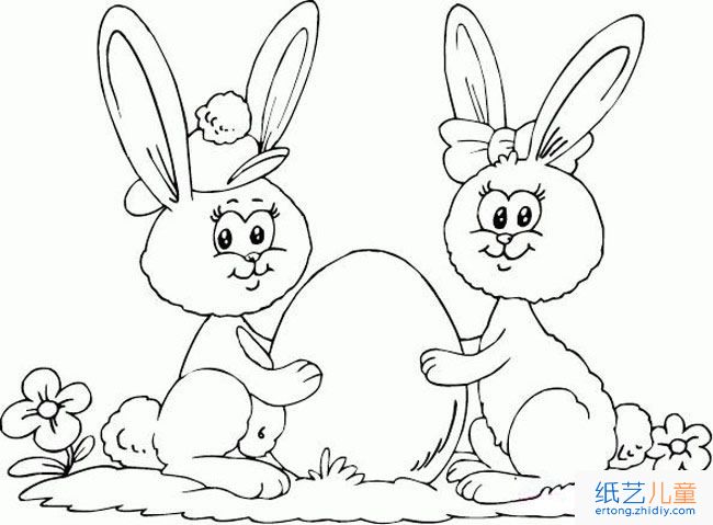 两只可爱的兔子动物简笔画步骤图片大全
