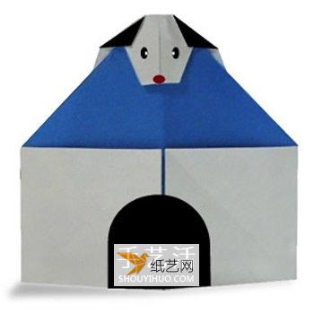 使用折纸折叠简单可爱的狗窝