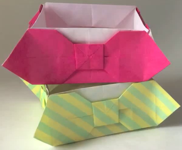 父亲节领结折纸盒子收纳盒的折法制作威廉希尔中国官网
