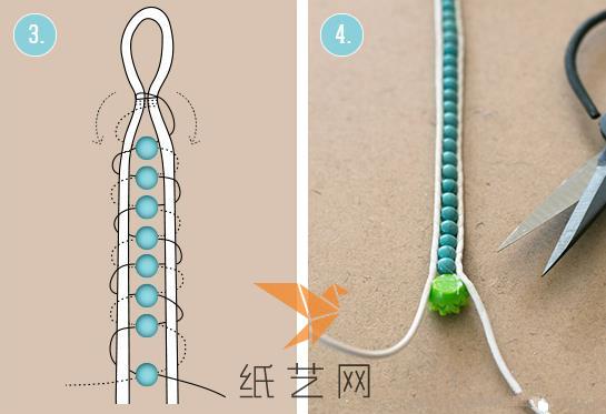 然后就可以按照教程中示意图的方法来进行串珠编织了