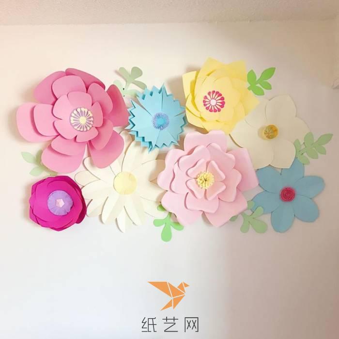 超美的纸艺花朵墙饰新年装饰制作威廉希尔中国官网
