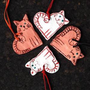 可爱粘土心形小猫母亲节礼物装饰制作威廉希尔中国官网
